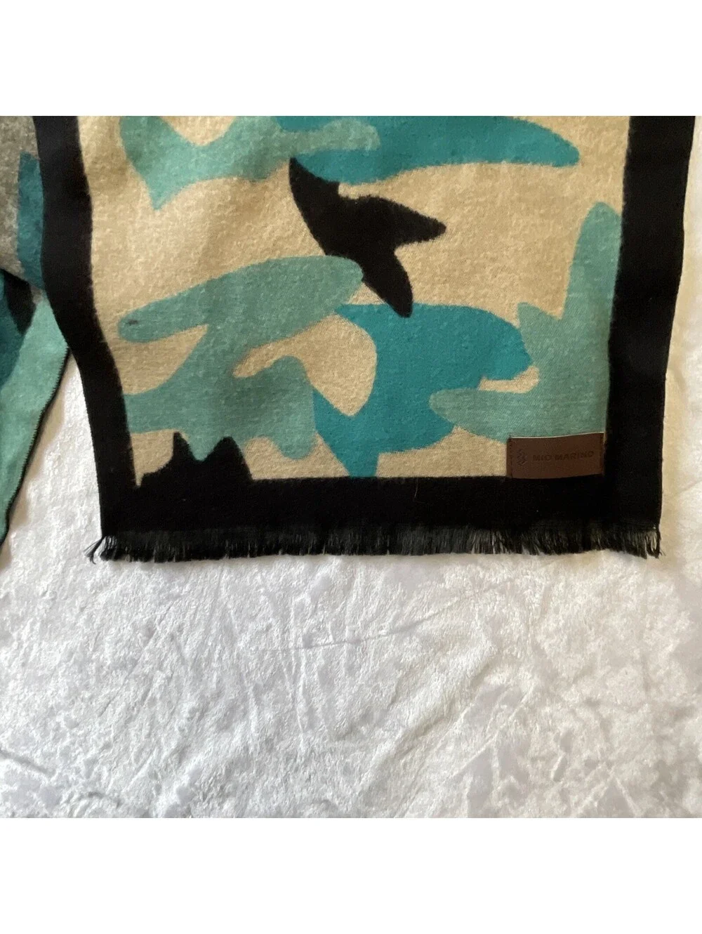 Mio Marino Men’s Cashmere Turq Camo Scarf 80”
